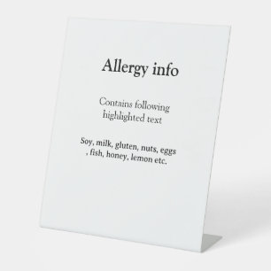 Lebensmittelallergie-Warnung Name hinzufügen Text  Sockelschild