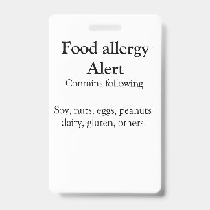 Lebensmittelallergie-Warnung Name Text Lebensmitte Ausweis