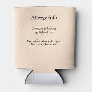 Lebensmittelallergie-Warnung Name Text Lebensmitte Dosenkühler
