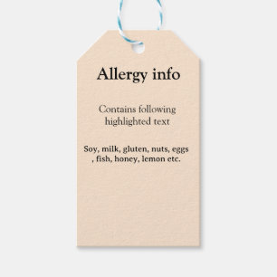 Lebensmittelallergie-Warnung Name Text Lebensmitte Geschenkanhänger