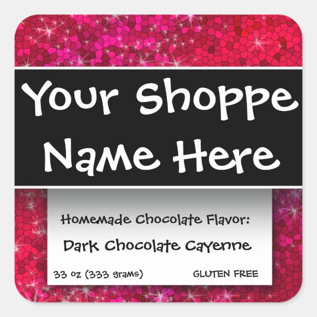 Lebensmittelcontainer-Kerzen-Label Ruby Red Jewel  Quadratischer Aufkleber (Vorderseite)