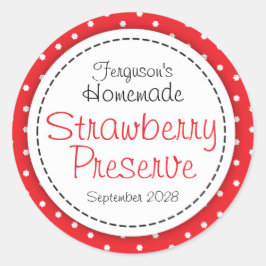 Lebensmitteletikett für Erdbeerkonserven oder Konf Runder Aufkleber