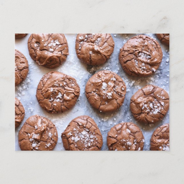 Lebensmittelfotografie Brownie Sea Salt Cookies Postkarte (Vorderseite)