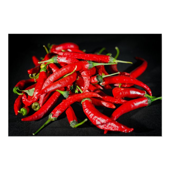 Lebensmittelfotografie des hellroten Chilis Poster (Vorderseite)
