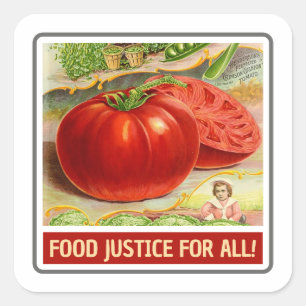 Lebensmittelgerechtigkeit - Vintage Tomaten und Ga Quadratischer Aufkleber
