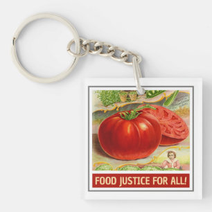 Lebensmittelgerechtigkeit - Vintage Tomaten und Ga Schlüsselanhänger