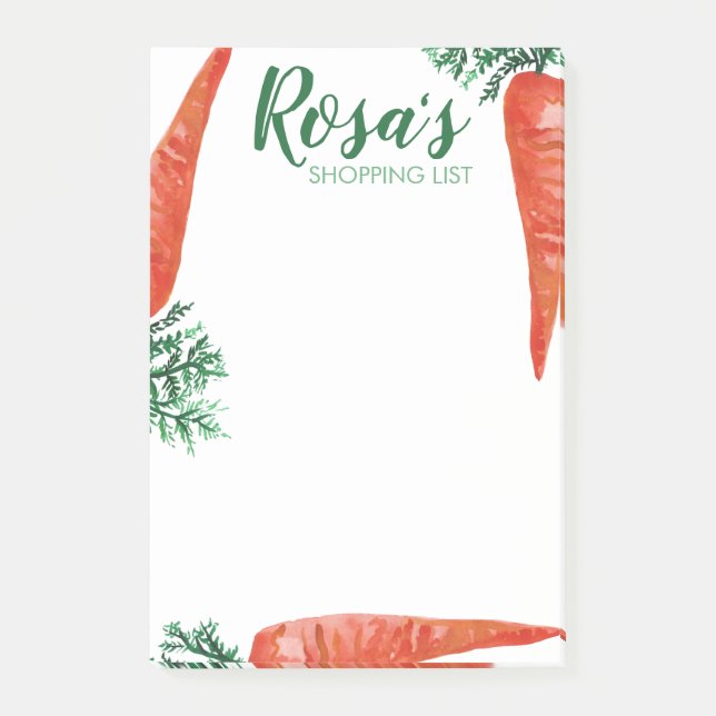 Lebensmittelgeschäft Aquarellkarotten - Liste der  Post-it Klebezettel (Vorderseite)