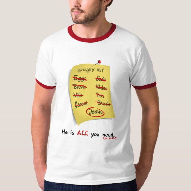 Lebensmittelgeschäft-Liste T-Shirt (Vorderseite)