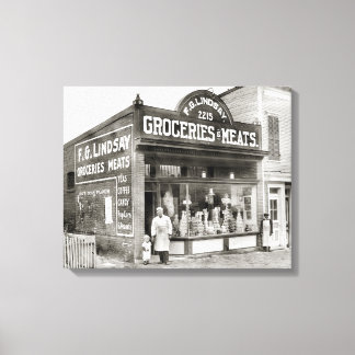 Lebensmittelgeschäft-u. Fleisch-Markt, 1916 Leinwanddruck