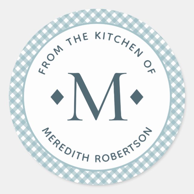 Lebensmittelgeschenk aus der Küche von Monogram Aq Runder Aufkleber (Vorderseite)
