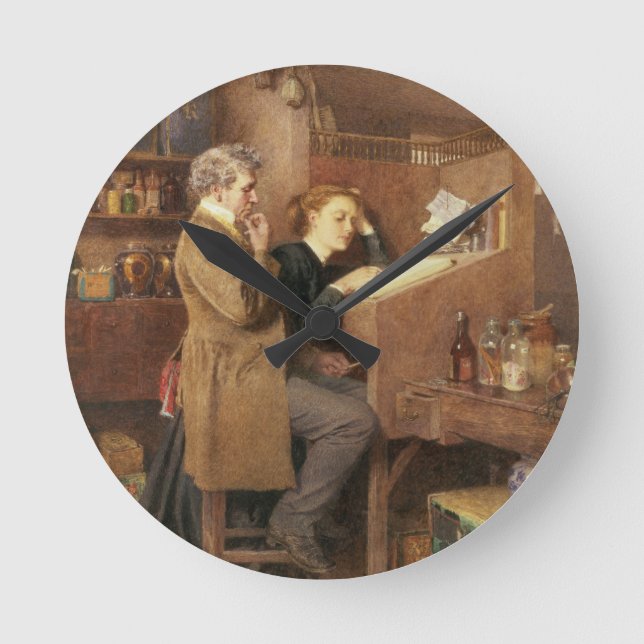 Lebensmittelhändler und Ehefrau, 1868 Runde Wanduhr (Vorderseite)
