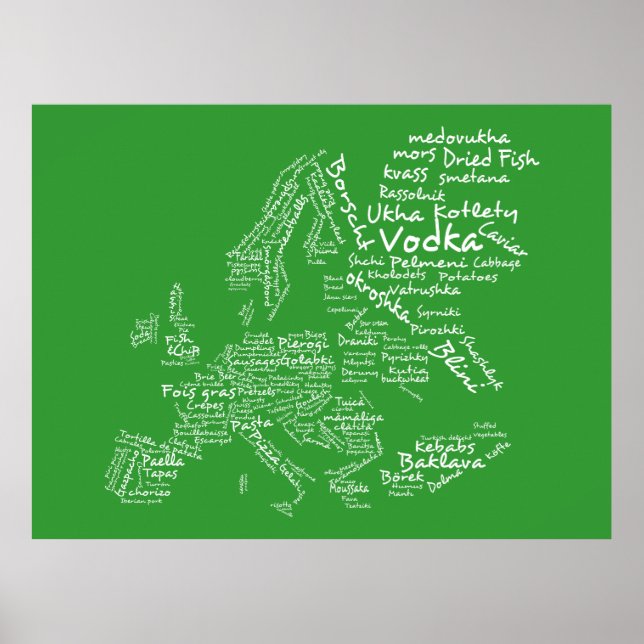 Lebensmittelkarte Europas (grün) Poster (Vorne)