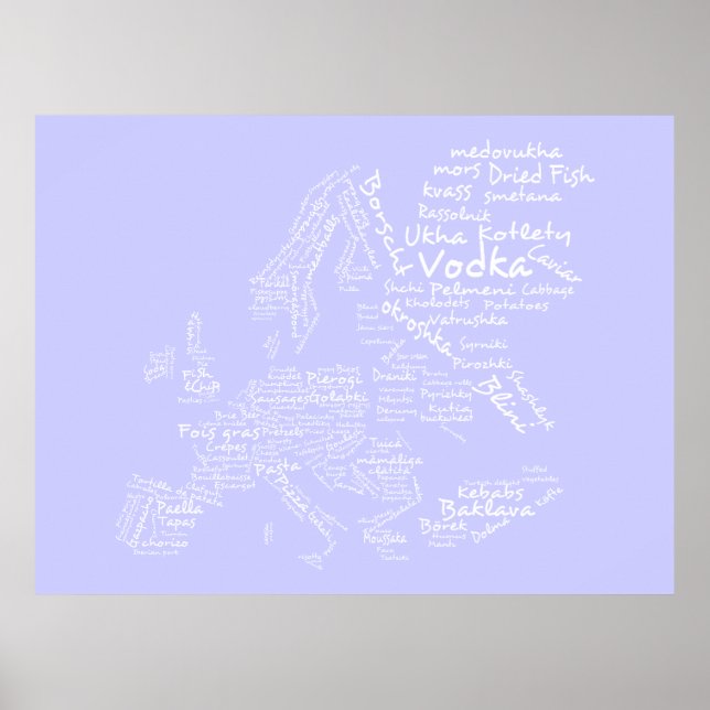 Lebensmittelkarte Europas (Lilac) Poster (Vorne)