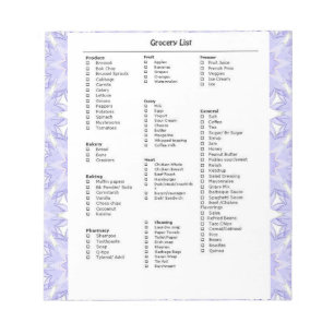 Lebensmittelliste Erinnerung mit Muster Lila Notizblock