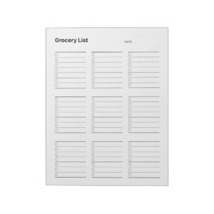 Lebensmittelliste Notizblock
