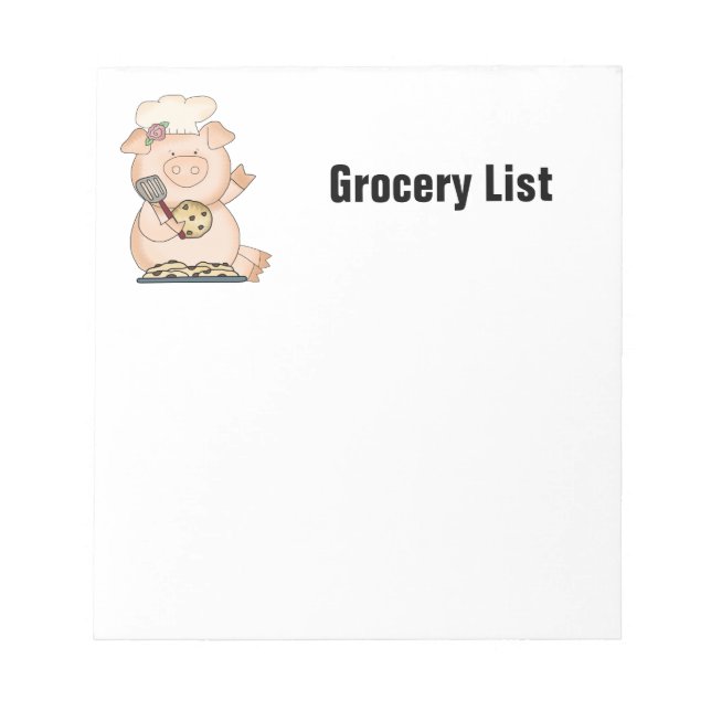 Lebensmittelliste Piggy Notepad Notizblock (Vorderseite)