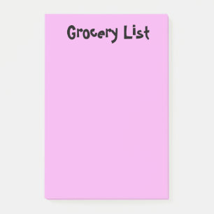 Lebensmittelliste Rosa Sticky Notes Post-it Klebezettel