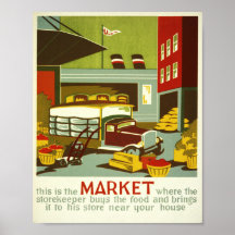 Lebensmittelmarkt... Vintages US-Poster