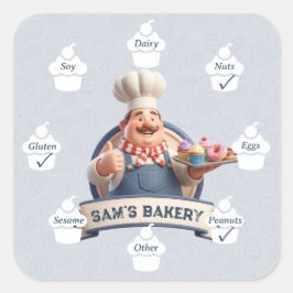 Lebensmittelsicherheit Allergie Alarm Bäckerei Ges Quadratischer Aufkleber