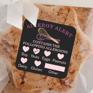 Lebensmittelsicherheitsallergie - Warnbäckerei Whi Quadratischer Aufkleber