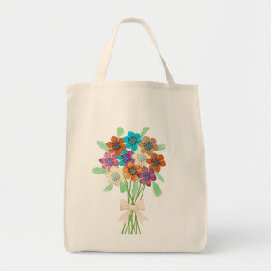 Lebensmitteltasche mit Blumenstrauß Tragetasche