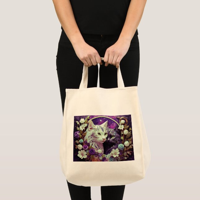 Lebensmitteltasche mit Kat-Illustration Tragetasche (Vorderseite (Produkt))