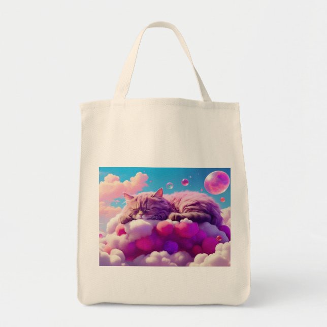Lebensmitteltasche mit Kat-Illustration Tragetasche (Vorne)