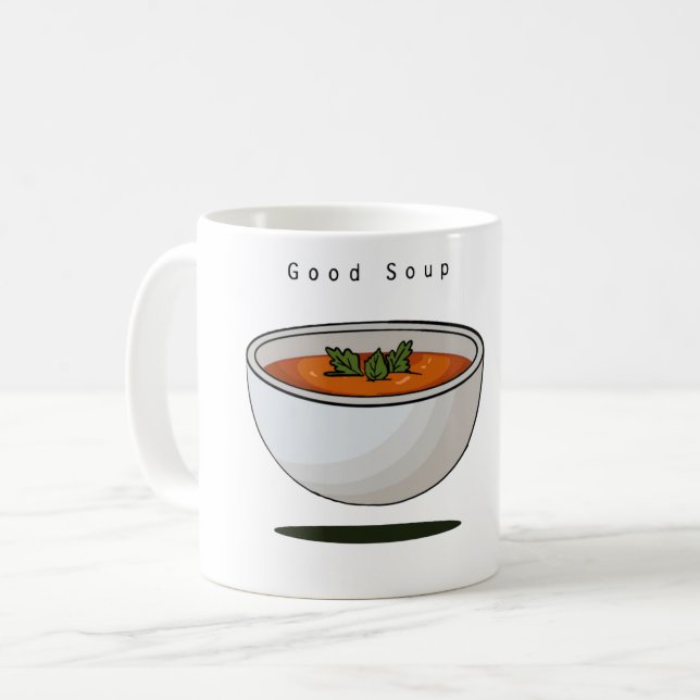 Lebensmittelthema, gutes Suppen-Meme,  Kaffeetasse (Vorderseite Links)