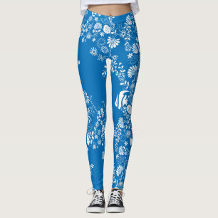 Lebensmuster des blauen weißen Ozeans Leggings