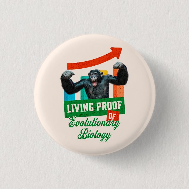 Lebensnachweis der Evolutionsbiologie Funny Chimp Button (Vorderseite)