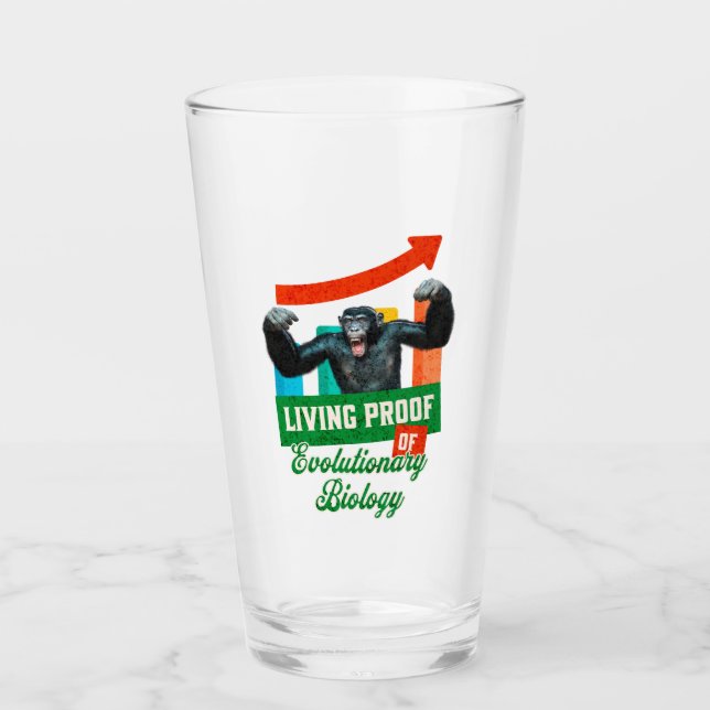 Lebensnachweis der Evolutionsbiologie Funny Chimp Glas (Vorderseite)