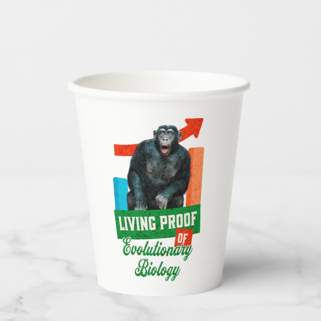 Lebensnachweis der Evolutionsbiologie Funny Chimp Pappbecher (Vorderseite)