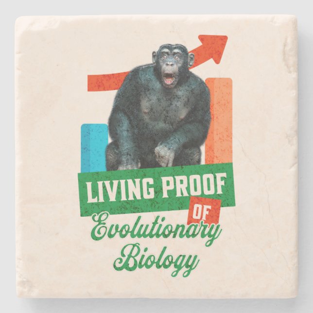 Lebensnachweis der Evolutionsbiologie Funny Chimp Steinuntersetzer (Vorderseite)