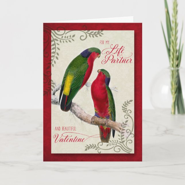 Lebenspartner Valentine's Day Love Birds Feiertagskarte (Vorderseite)
