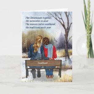 Lebenspartner Weihnachten Kaukasische Lesbische Pa