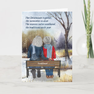 Lebenspartner-Weihnachten Senior Lesbisches Paar Feiertagskarte