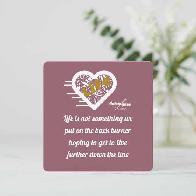 Lebensquotenkarte von Poet Adiela Akoo (Stehend Vorderseite)