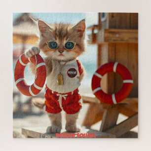 😎 Lebensretter-Kitty-Puzzle - Sommer-Spaß-Rettung Puzzle
