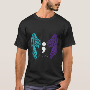 Lebenssemikolon & Engel Flügel Suizidprävention T-Shirt