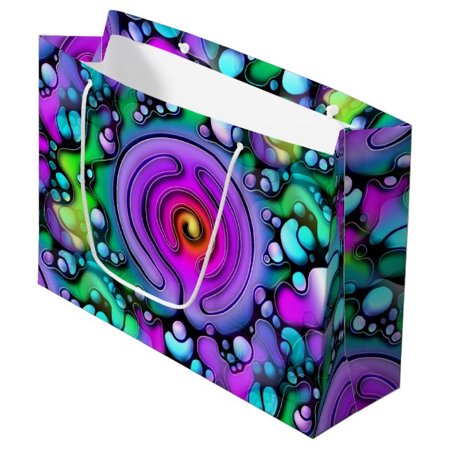 Lebensweise - Muster neurografischer Kunst 2 Große Geschenktüte (Vorderseite Schrägansicht)