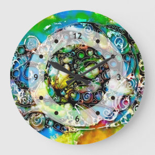 Lebensweise - Neurographische Kunst 7 Große Wanduhr