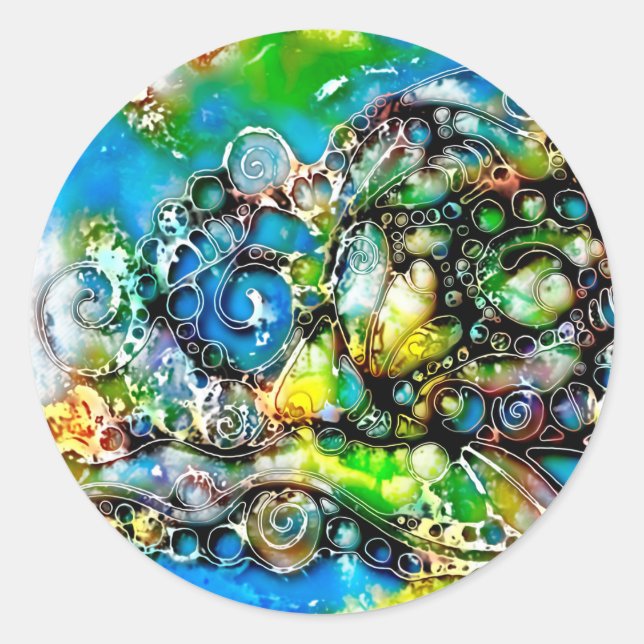 Lebensweise - Neurographische Kunst 7 Runder Aufkleber (Vorderseite)