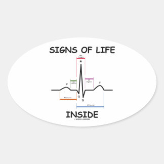 Lebenszeichen im Inneren (EKG/EKG Elektrokardiogra Ovaler Aufkleber