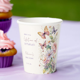 Lebenszeit der Schmetterlinge, blumengeschmücktes  Pappbecher