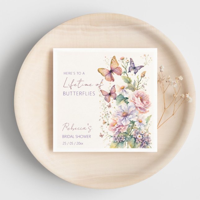 Lebenszeit der Schmetterlinge, blumengeschmücktes  Serviette (Lifetime Butterflies flower garden spring summer bridal shower template Napkins personalized decor)
