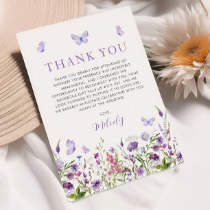 Lebenszeit der Schmetterlinge Wildblumen Brautpart Dankeskarte