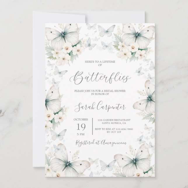 Lebenszeit des Brautparty der Schmetterlinge Einladung (Vorderseite)