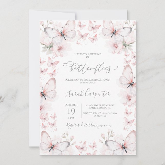 Lebenszeit des Brautparty der Schmetterlinge Einladung (Vorderseite)
