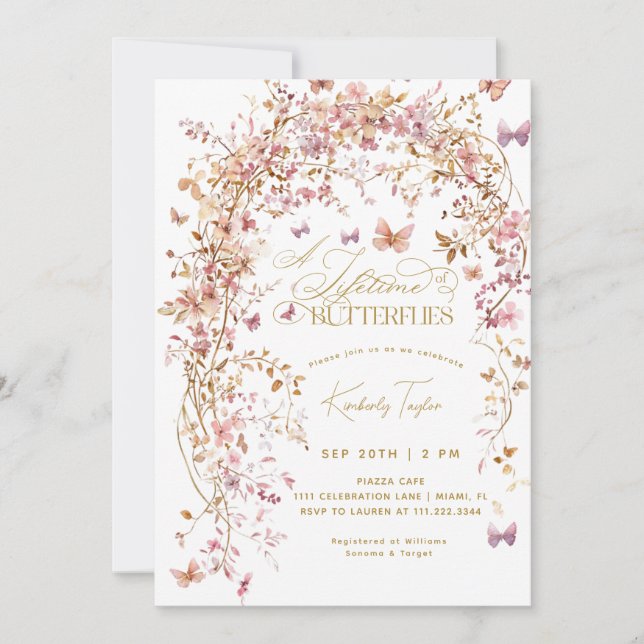 Lebenszeit von Brautparty-Wildblumen Einladung (Vorderseite)