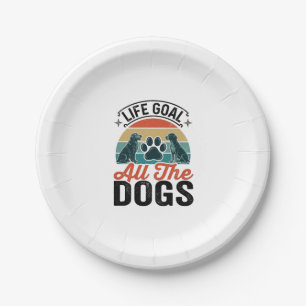 Lebensziel Alle Hunde Vintage-Hundefreund-Design_1 Pappteller